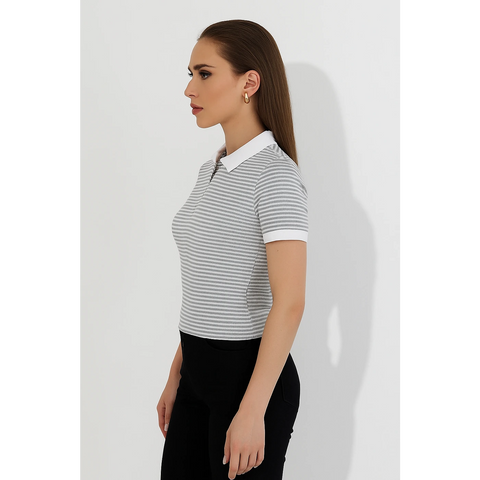 Stripes Zipper Waffle Contrast Polo | Montivo Pakistan