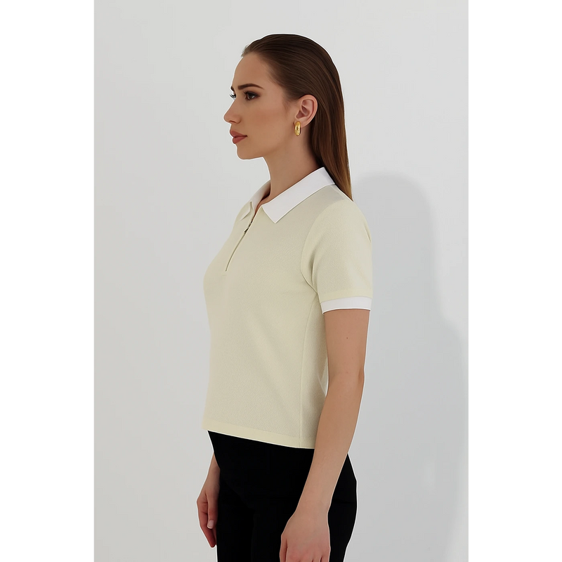 Light Yellow Zipper Waffle Contrast Polo | Montivo Pakistan