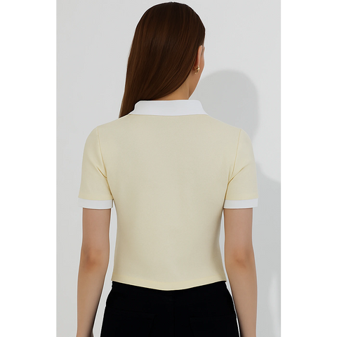 Light Yellow Zipper Waffle Contrast Polo | Montivo Pakistan