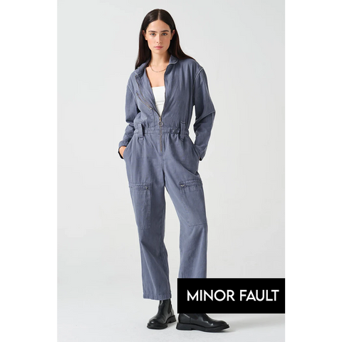 (Minor Fault) Blue Washed Denim Jumpsuit | Montivo Pakistan