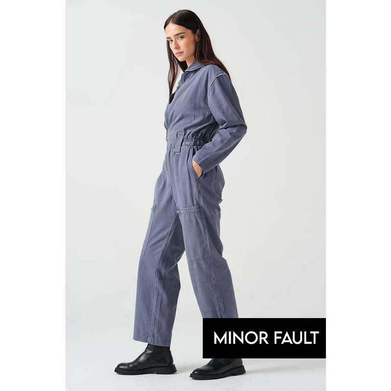 (Minor Fault) Blue Washed Denim Jumpsuit | Montivo Pakistan