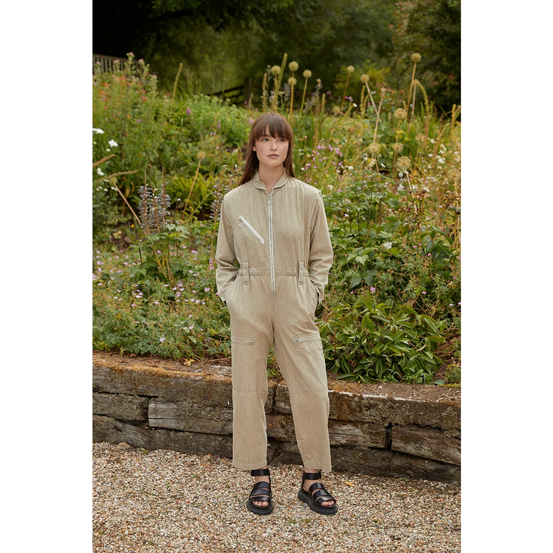 Sand Linen Denim Jumpsuit | Montivo Pakistan