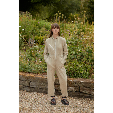 Sand Linen Denim Jumpsuit | Montivo Pakistan