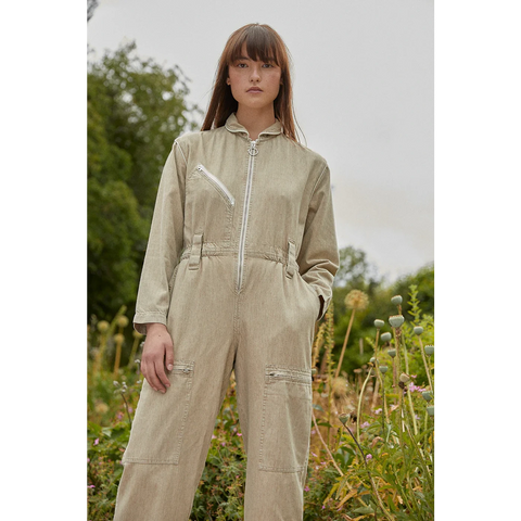 Sand Linen Denim Jumpsuit | Montivo Pakistan