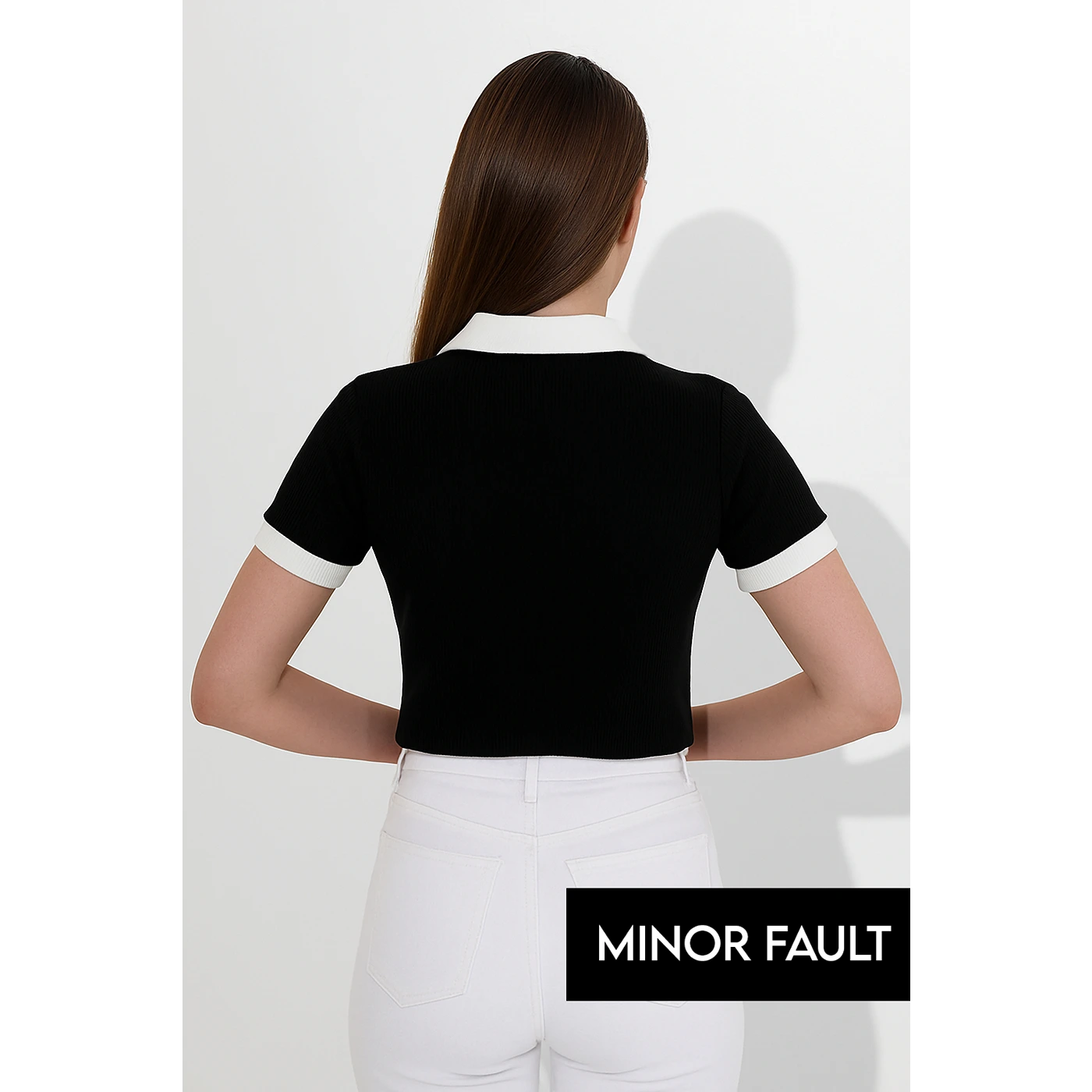 (Minor Fault) Black Drop Needle Contrast Polo | Montivo Pakistan
