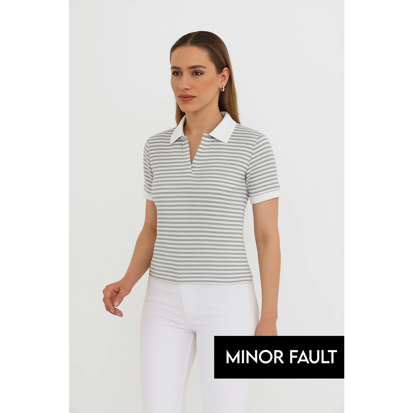(Minor Fault) Stripes Waffle Contrast Textured Polo | Montivo Pakistan