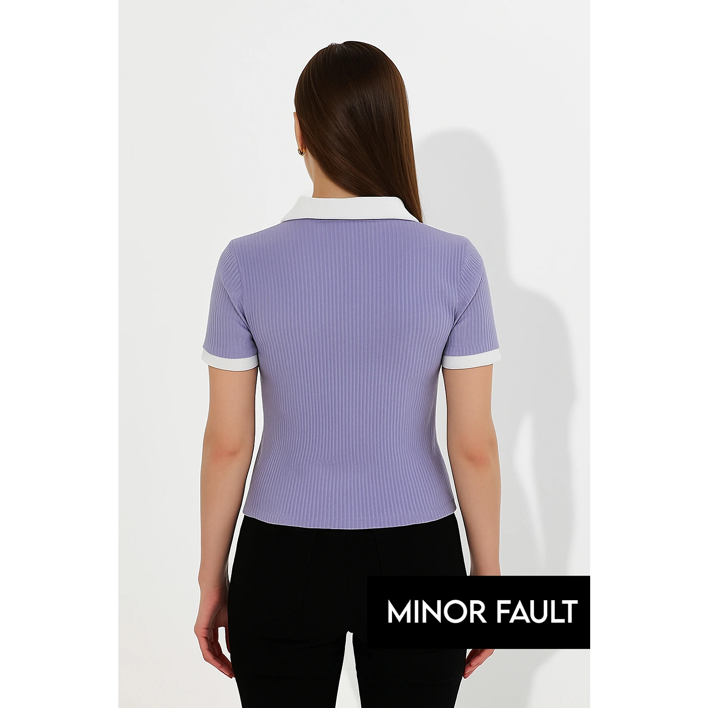 (Minor Fault) Lilac Drop Needle Contrast Polo | Montivo Pakistan
