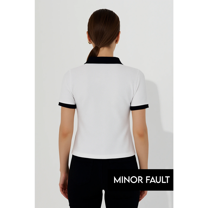 (Minor Fault) White Waffle Contrast Textured Polo | Montivo Pakistan