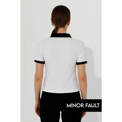 (Minor Fault) White Waffle Contrast Textured Polo | Montivo Pakistan
