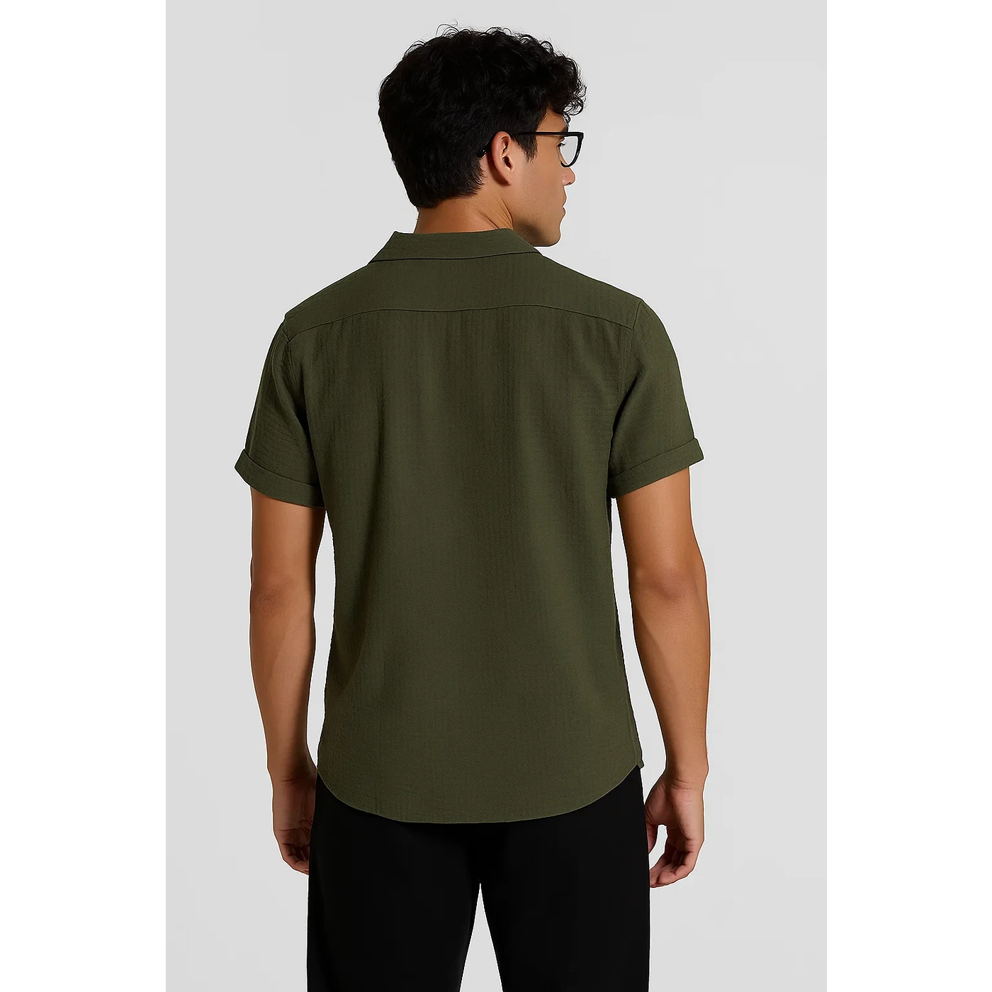 Green Textured Cuban Collar Shirt | Montivo Pakistan