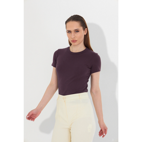 Muave Ribbed Fitted Tshirt | Montivo Pakistan