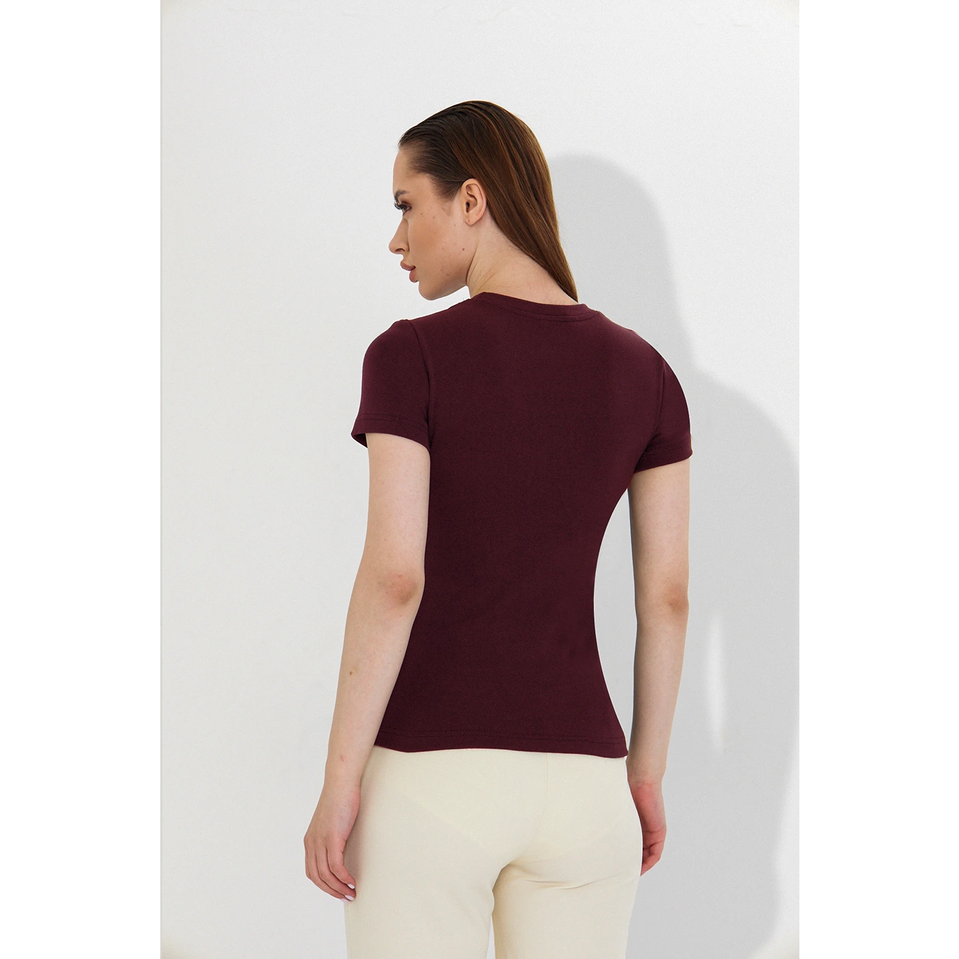 Burgundy Ribbed Fitted Tshirt | Montivo Pakistan