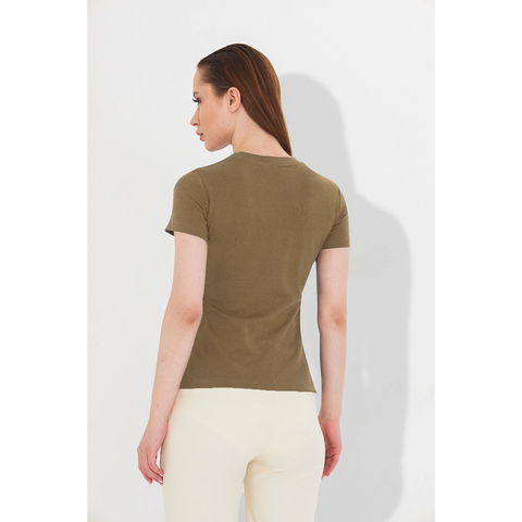 Coffee Ribbed Fitted Tshirt | Montivo Pakistan