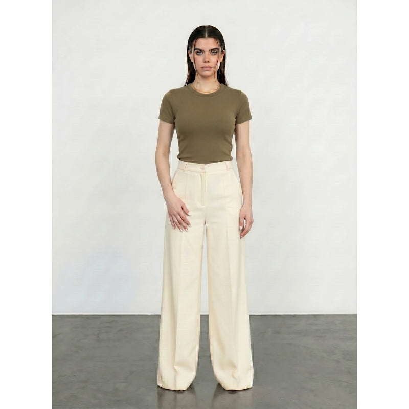 Coffee Ribbed Fitted Tshirt | Montivo Pakistan