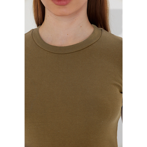 Coffee Ribbed Fitted Tshirt | Montivo Pakistan