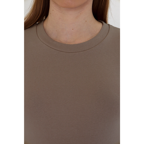 Light Brown Ribbed Fitted Tshirt | Montivo Pakistan