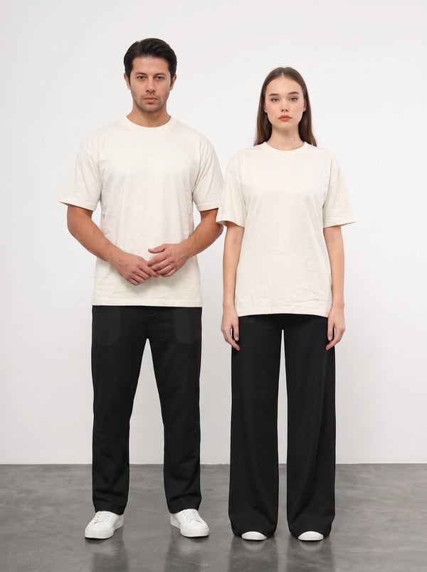 Ecru Oversized Short Sleeves Tshirt