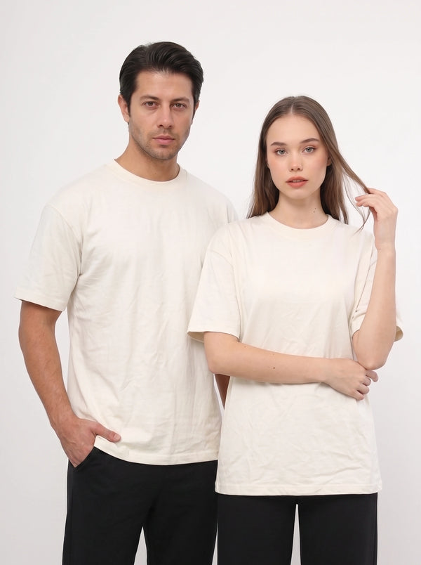 Ecru Oversized Short Sleeves Tshirt