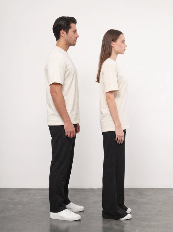 Ecru Oversized Short Sleeves Tshirt