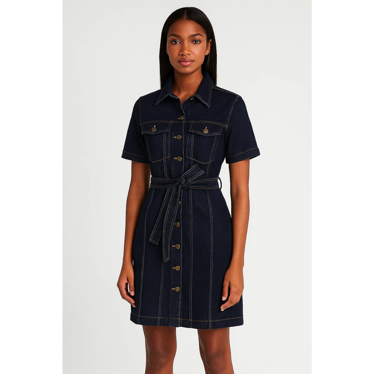 Dark Blue Denim Dress | Montivo Pakistan