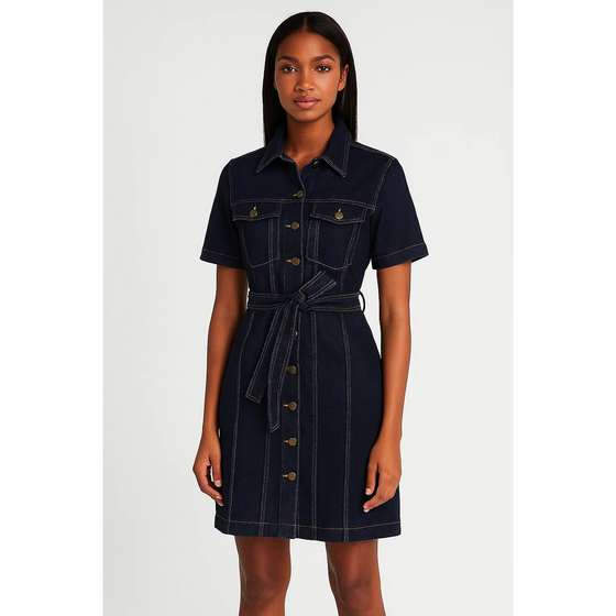 Dark Blue Denim Dress | Montivo Pakistan