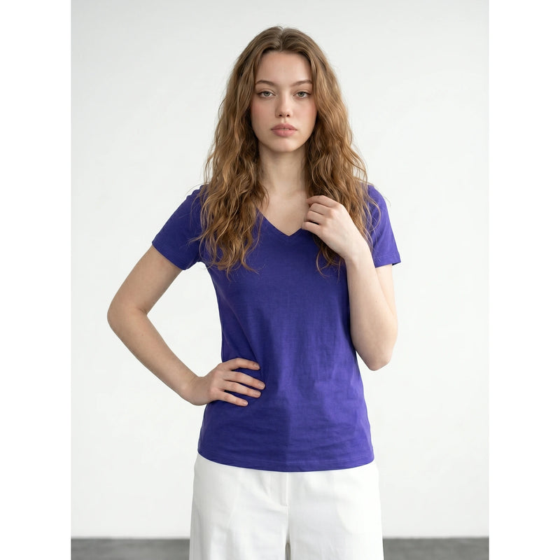Violet V-Neck Slim Fit Tshirt | Montivo Pakistan