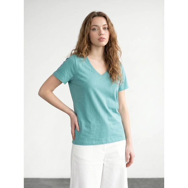 Sea Green V-Neck Slim Fit Tshirt | Montivo Pakistan