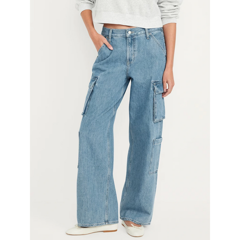 Mid Rise Baggy Wide Leg Cargo Jeans | Montivo Pakistan