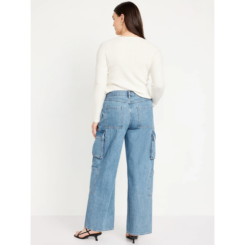 Mid Rise Baggy Wide Leg Cargo Jeans | Montivo Pakistan