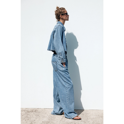 Mid Waist Wide Leg Trouser Jeans | Montivo Pakistan