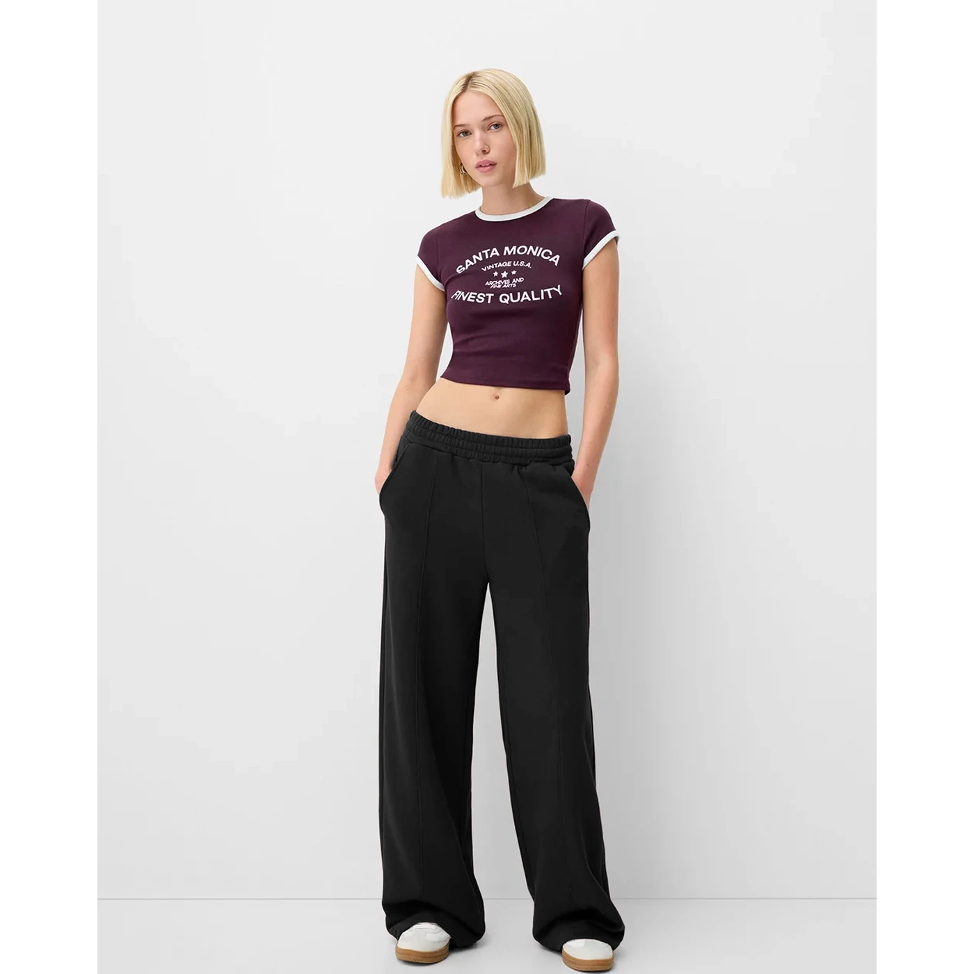 Black Frayed Hem Wide Leg Trousers | Montivo Pakistan