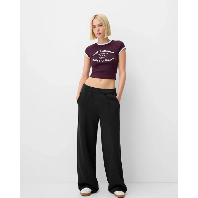 Black Frayed Hem Wide Leg Trousers | Montivo Pakistan