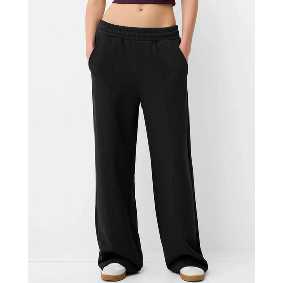 Black Frayed Hem Wide Leg Trousers | Montivo Pakistan