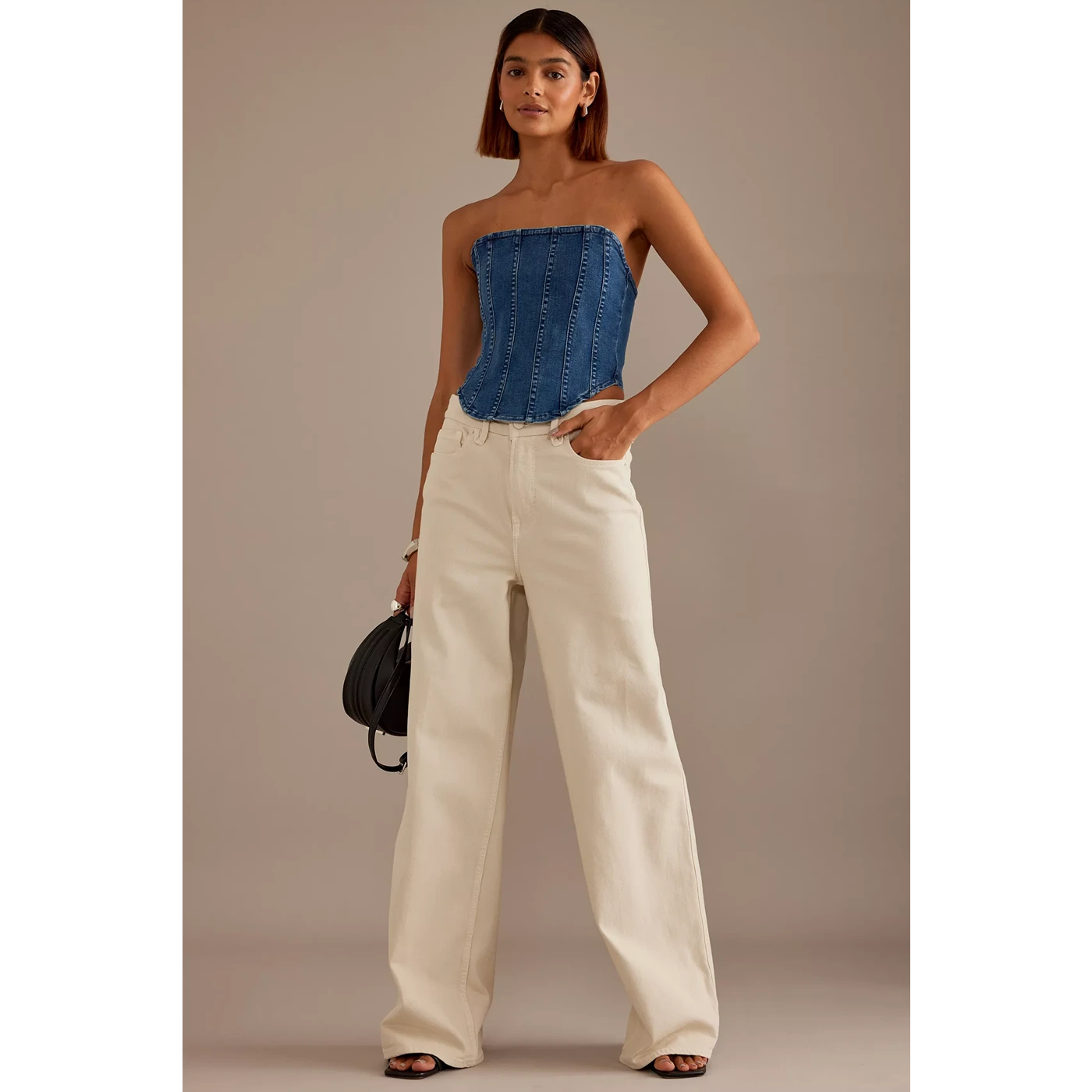 Blue Denim Strapless Corset Top | Montivo Pakistan