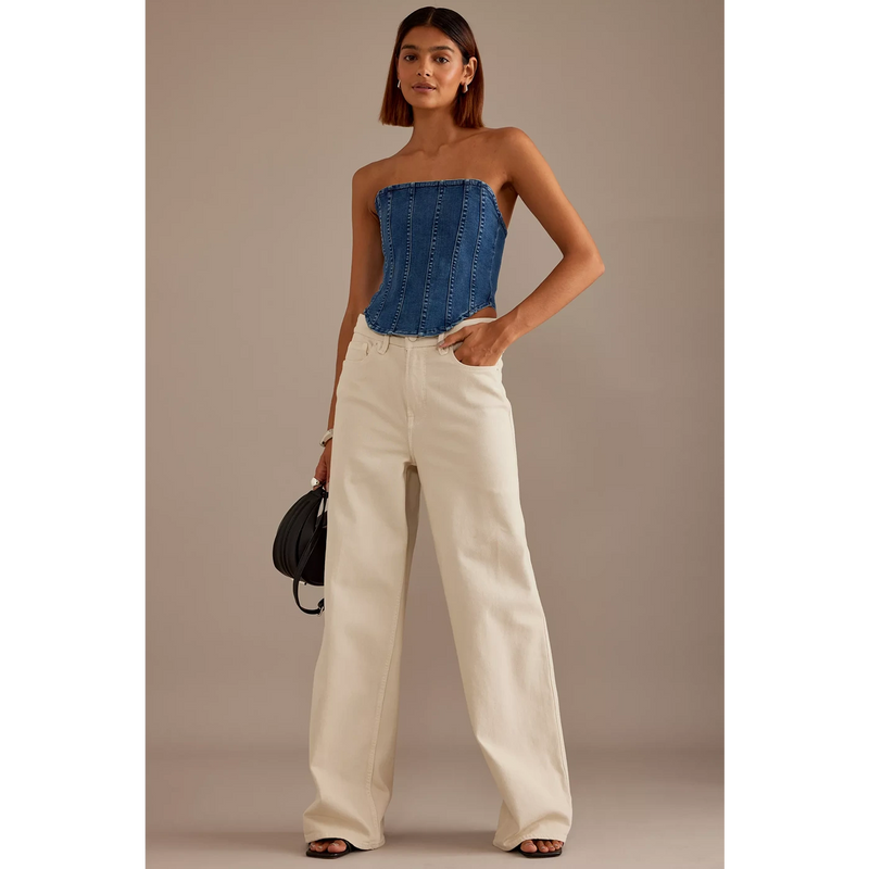 Blue Denim Strapless Corset Top | Montivo Pakistan