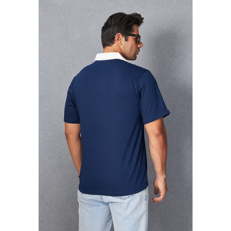 Navy Contrast Collar Regular Fit Polo | Montivo Pakistan