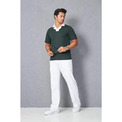 Green Contrast Collar Regular Fit Polo | Montivo Pakistan