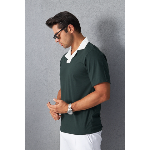 Green Contrast Collar Regular Fit Polo | Montivo Pakistan