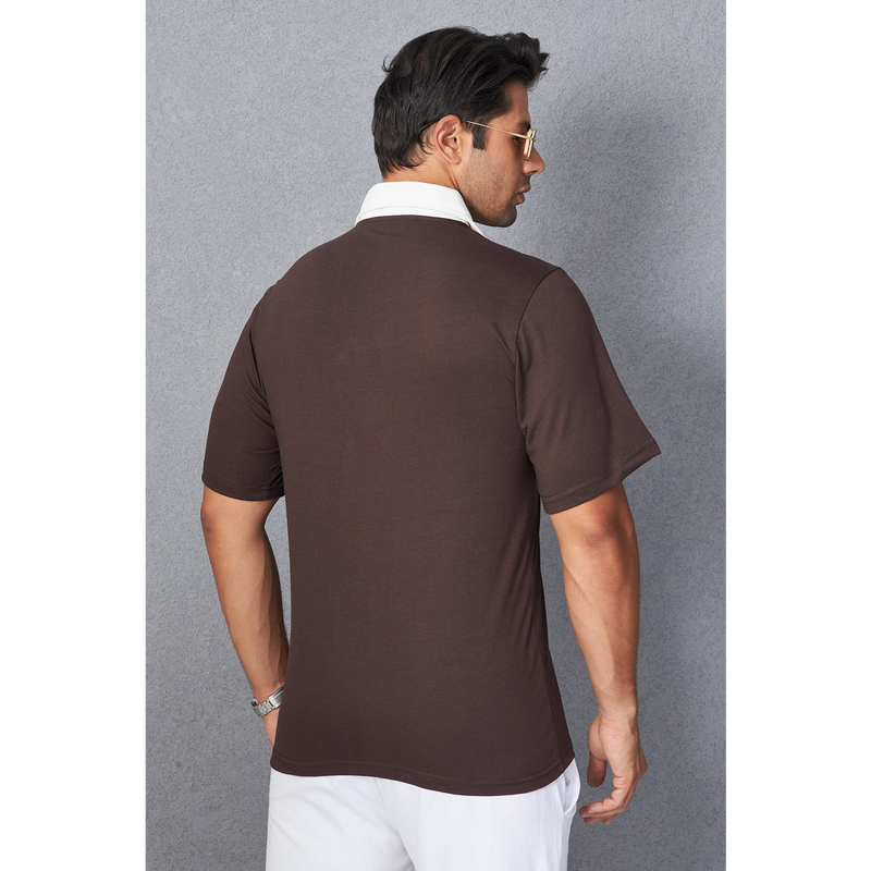 Brown Contrast Collar Regular Fit Polo | Montivo Pakistan
