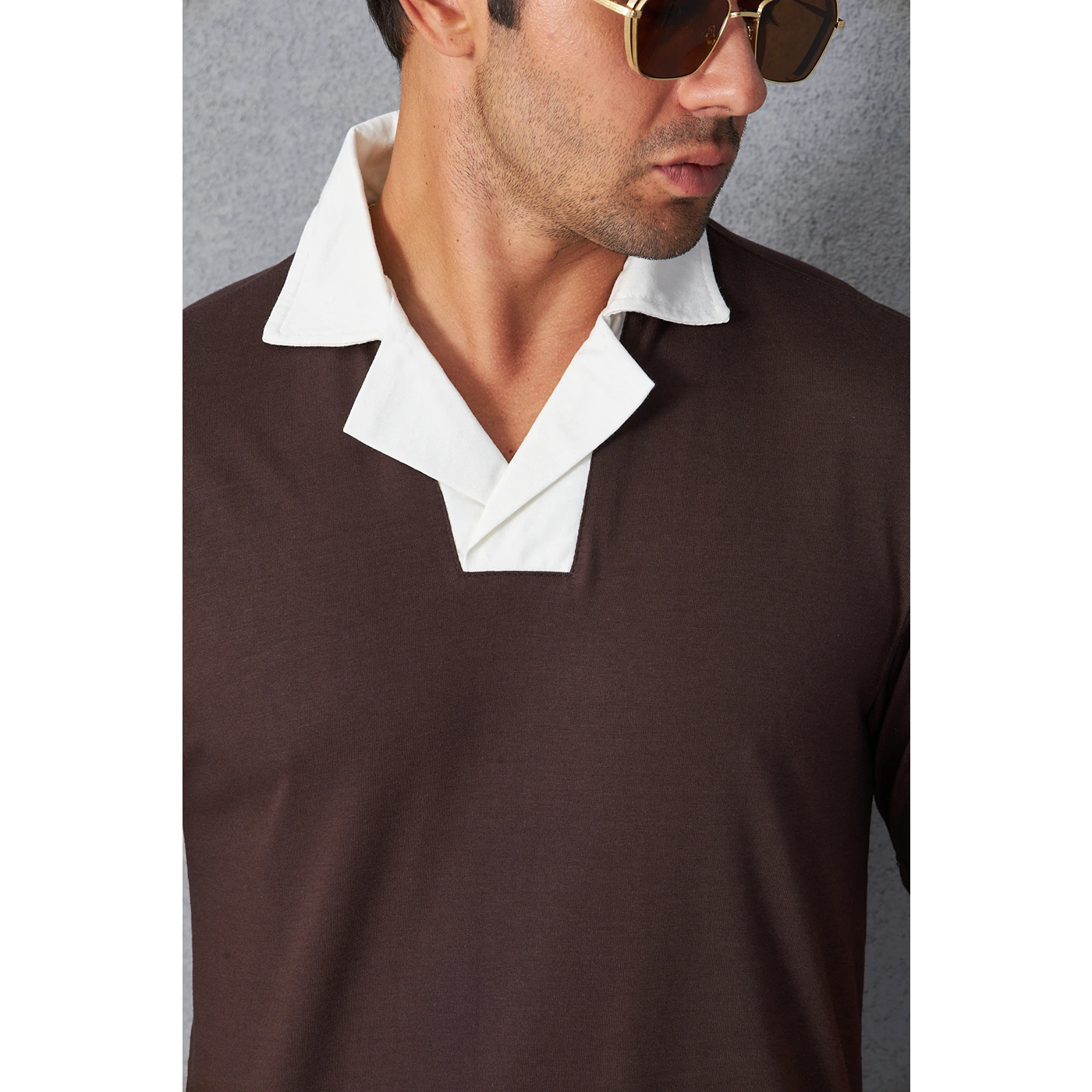 Brown Contrast Collar Regular Fit Polo | Montivo Pakistan