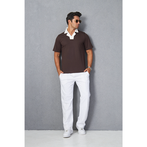 Brown Contrast Collar Regular Fit Polo | Montivo Pakistan