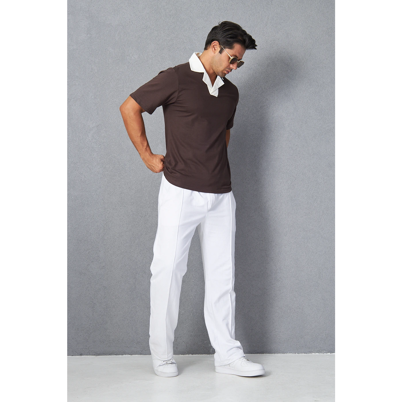 Brown Contrast Collar Regular Fit Polo | Montivo Pakistan