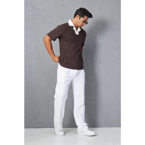 Brown Contrast Collar Regular Fit Polo | Montivo Pakistan