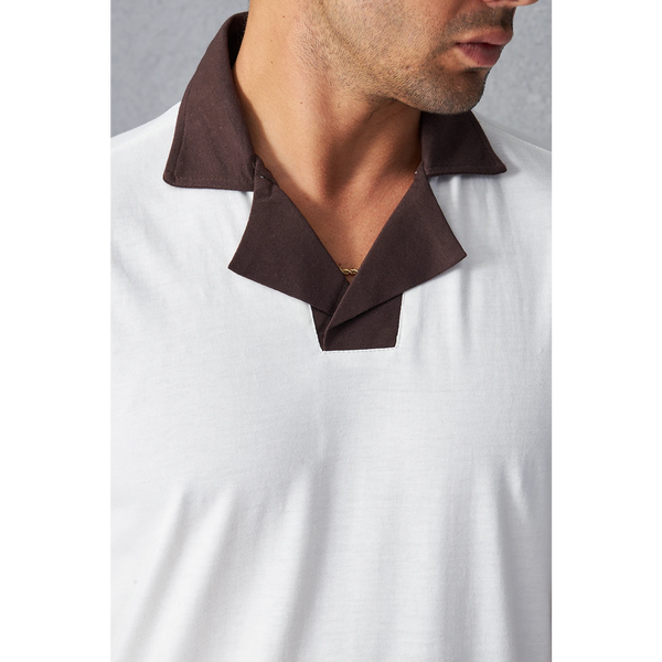 White Contrast Collar Regular Fit Polo | Montivo Pakistan