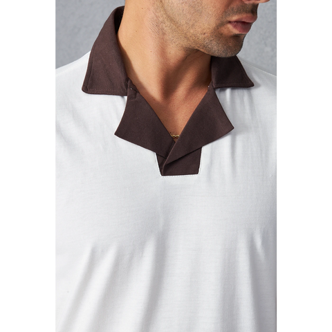 White Contrast Collar Regular Fit Polo | Montivo Pakistan