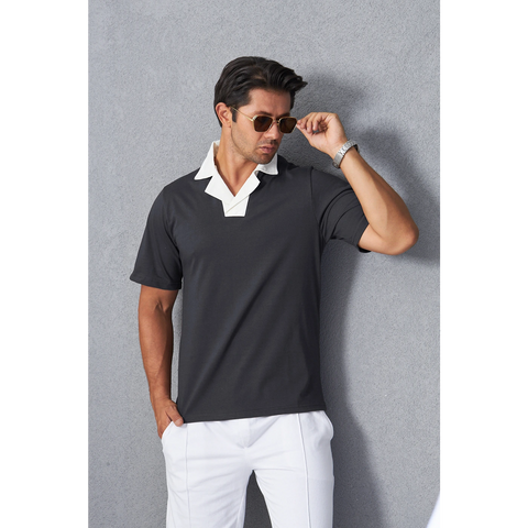 Steel Grey Contrast Collar Regular Fit Polo | Montivo Pakistan