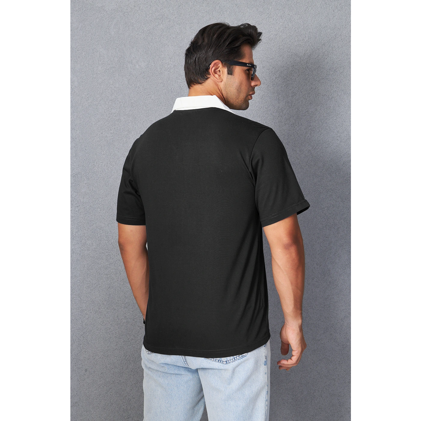 Black Contrast Collar Regular Fit Polo | Montivo Pakistan