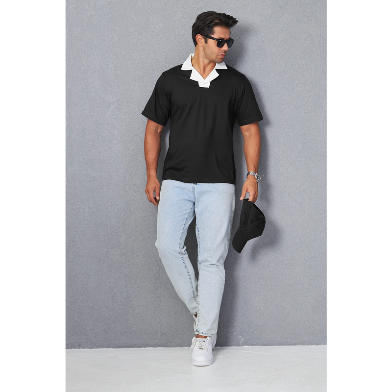 Black Contrast Collar Regular Fit Polo | Montivo Pakistan