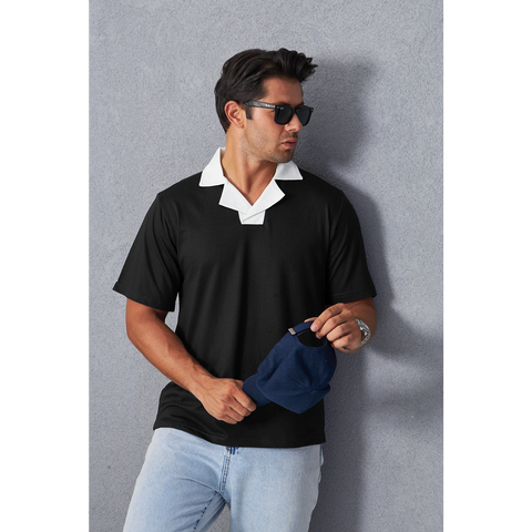Black Contrast Collar Regular Fit Polo | Montivo Pakistan