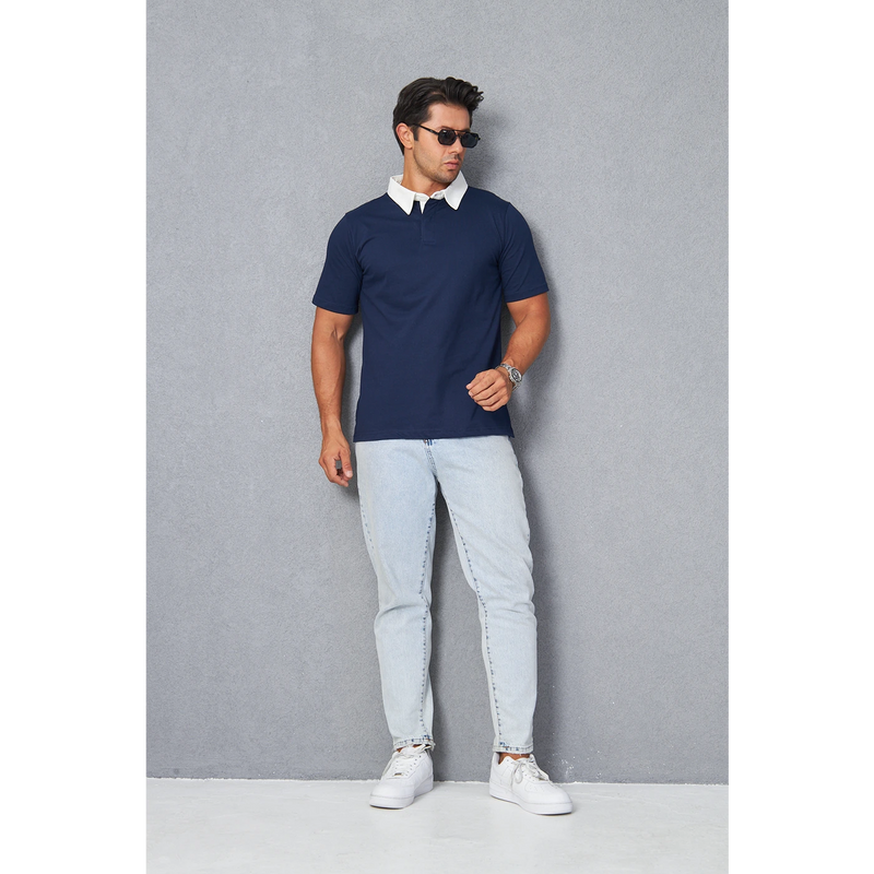 Navy Double Placket Regular Fit Polo | Montivo Pakistan